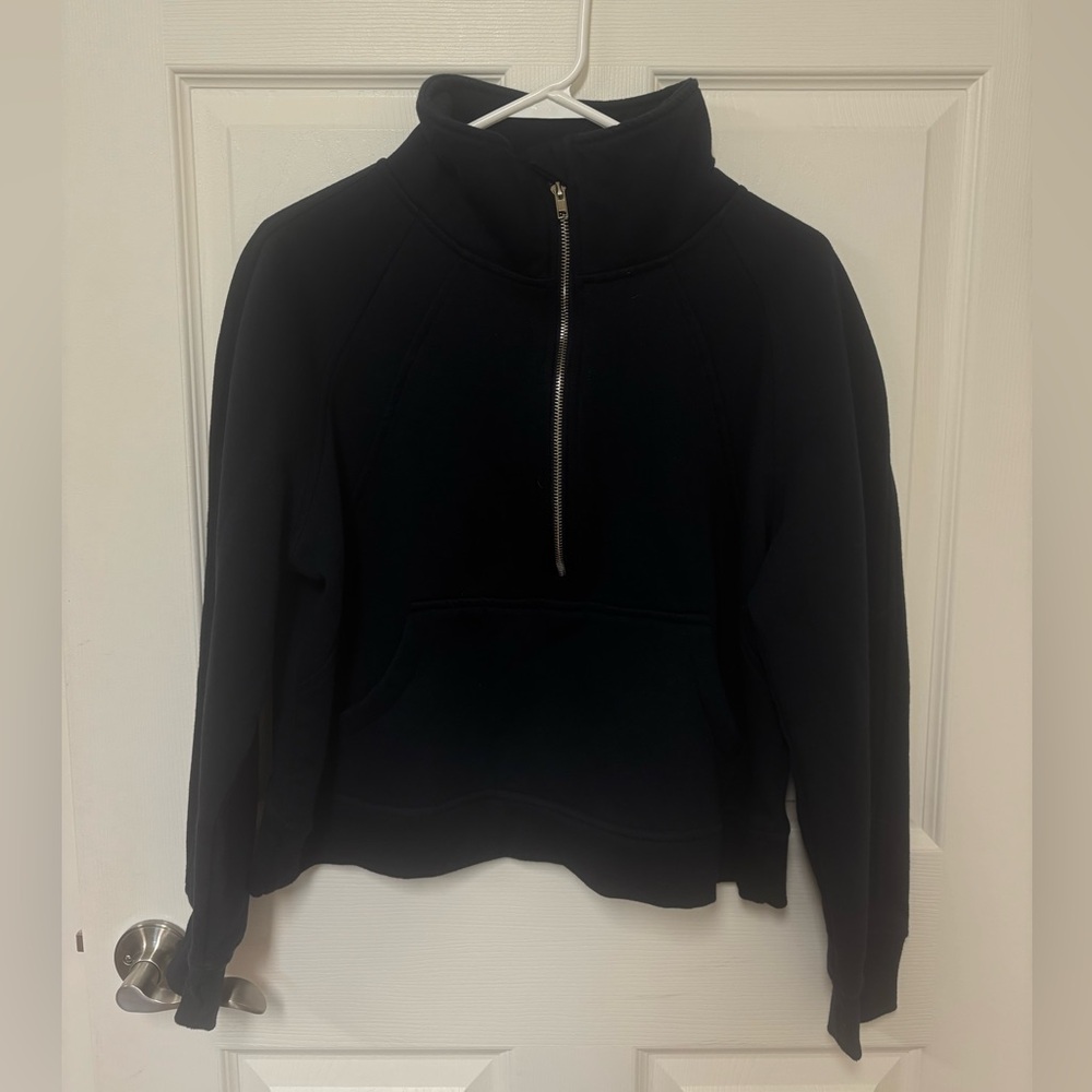 Women's Black Half-Zip Pullover Sweatshirt